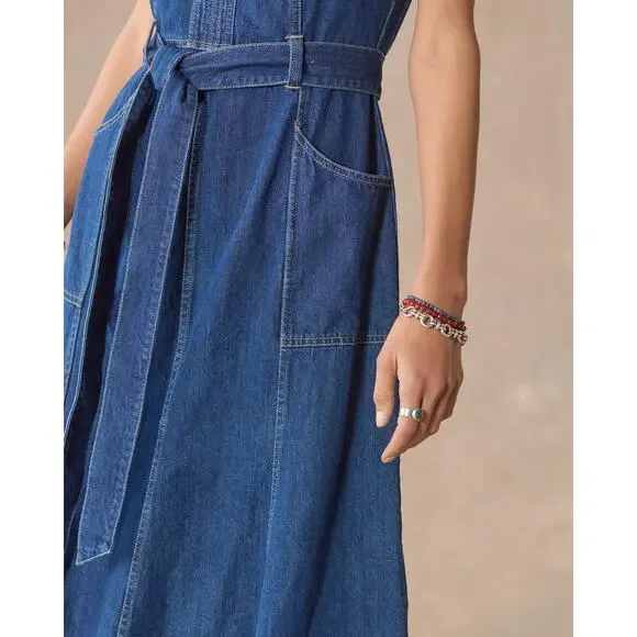 Sundance Poppy Denim Maxi Dress in Light Wash, size 8 Western Coastal Cowgirl - Picture 5 of 15